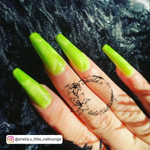Neon Green And White Nails
