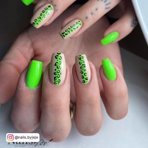 Neon Green Coffin Nails