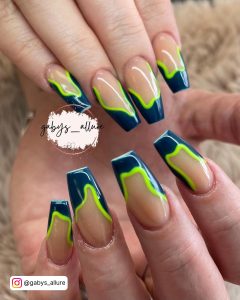 Neon Green French Nails