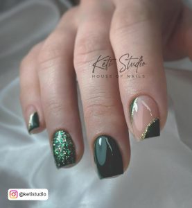 Neon Green Nails With Glitter