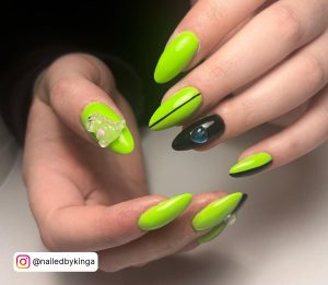 Neon Green Stiletto Nails