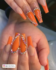 Neon Orange Coffin Nails
