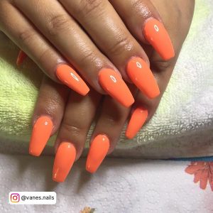 Neon Orange Nails Coffin