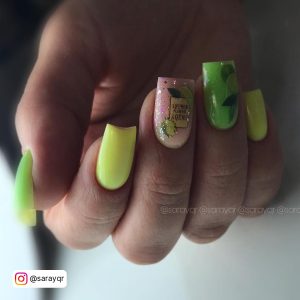 Neon Yellow And Green Nails