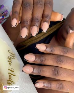 Nude And Black Nails Short In Coffin Shape
