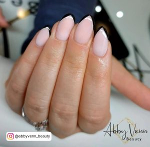 Nude And Black Nails Wiht French Tips