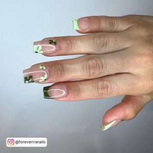 Nude And Green Nails