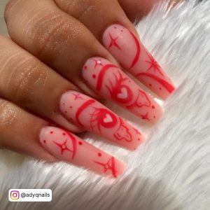 Nude And Red Nail Design