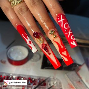 Nude And Red Nail Designs