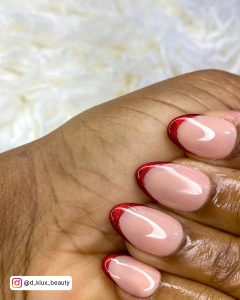 Nude Nails With Red Underneath