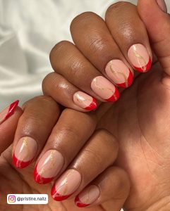 Nude Red Christmas Nails