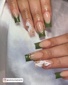 Olive Green Acrylic Nails