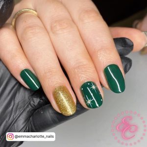 Olive Green And Gold Nail Designs