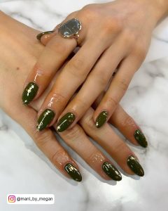 Olive Green Coffin Nails