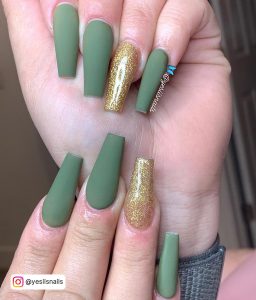 Olive Green Nails Design