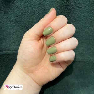 Olive Green Short Nails