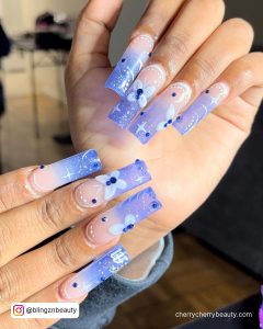 Ombre Acrylic Nails With Butterflies