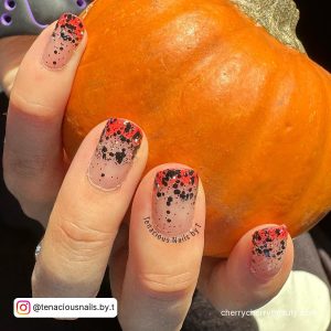 Ombre Black And Orange Nails For Short Length