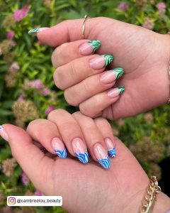 Ombre Blue And Green Nails
