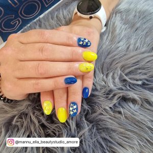 Ombre Nails Blue And Yellow