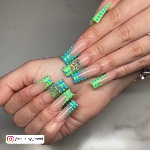 Ombre Nails Green And Blue