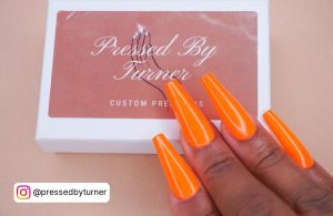 Orange Acrylic Nails Coffin