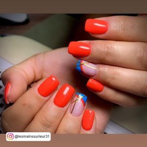 Orange And Red Nail Design