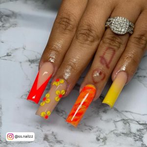 Orange And Red Nail Designs