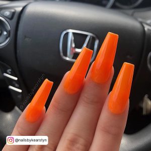Orange Coffin Nails
