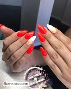 Orange Red Acrylic Nails