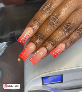 Orange Red Gel Nails