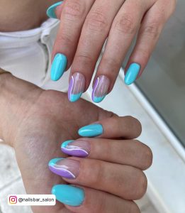 Pastel Blue And Purple Nails