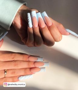 Pastel Blue French Tip Nails