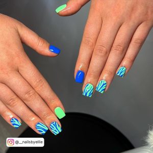 Pastel Green And Blue Nails