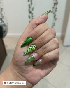 Pastel Green And White Nails