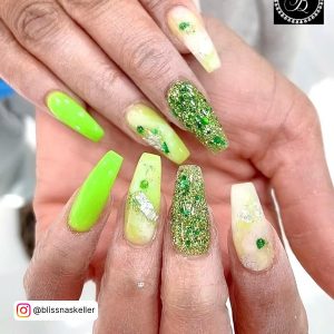 Pastel Green Coffin Nails