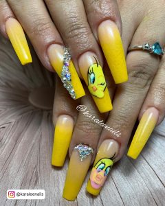 Pastel Yellow Coffin Nails