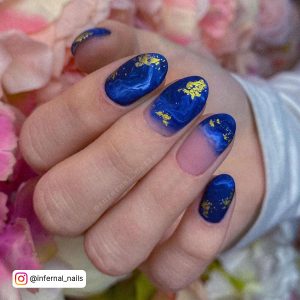 Pink And Blue Marble Nails