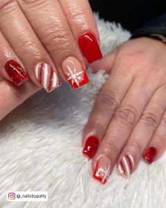 Pink And Red Christmas Nails