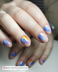 Pink Blue Marble Nails