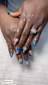 Pink Nails Blue Diamond