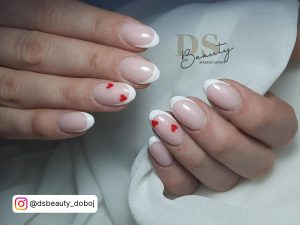 Pink Nails With Red Heart