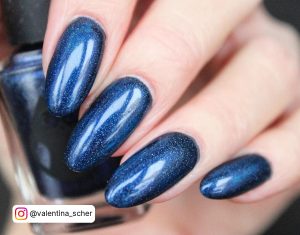 Pretty Blue Nails With Glitter