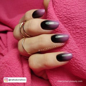 Purple And Black Ombre Nails In Almond Shape