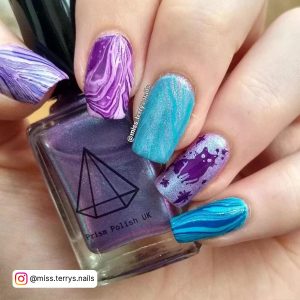 Purple And Blue Acrylic Nails