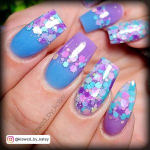 Purple And Blue Coffin Nails