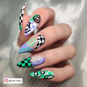Purple And Green Halloween Nails