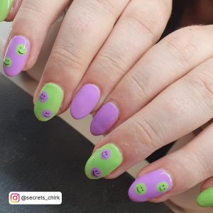 Purple And Green Nails Pastel