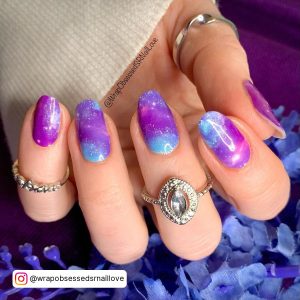 Purple And Light Blue Nails