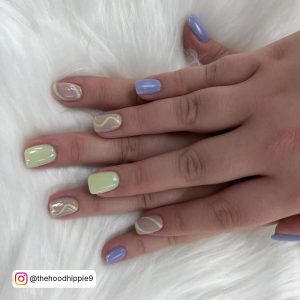 Purple And Lime Green Nail Art